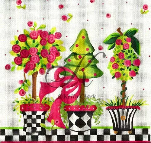 Kelly Clark Needlepoint – Pink Posies Topiary