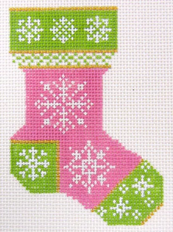 Kelly Clark Needlepoint – Pink Snowflake Sock