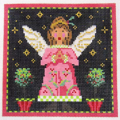 Kelly Clark Needlepoint – Pink Topiary Angel