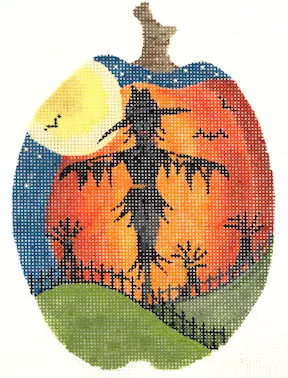 Kelly Clark Needlepoint – Scarecrow Silhouette Pumpkin