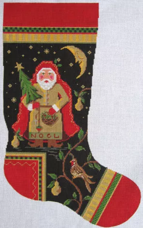 Kelly Clark Needlepoint – Stocking, Noel Santa & Partridge