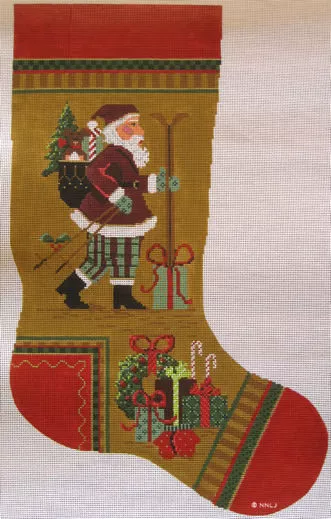 Kelly Clark Needlepoint – Stocking, Skiing Santa