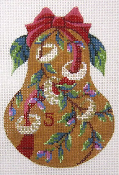 Kelly Clark Needlepoint – Twelve Days Pears, Five Golden Rings