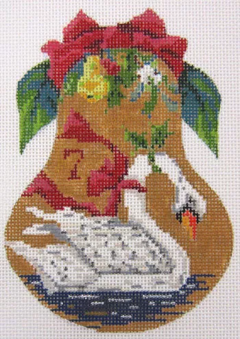 Kelly Clark Needlepoint – Twelve Days Pears, Seven Swans -A-Swimming