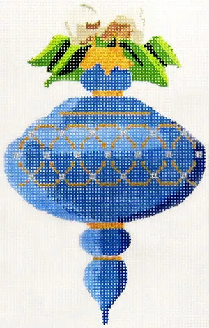 Kelly Clark Needlepoint – Victorian Heritage Ornament, December Blue Zicron