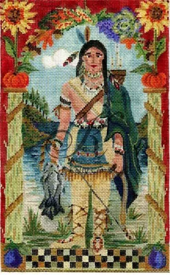 Kelly Clark Needlepoint – Wampanoag Indian Scout
