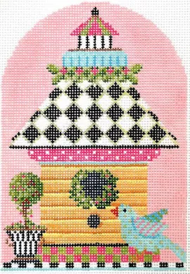 Kelly Clark Needlepoint – Yellow Clapboard Birdhouse