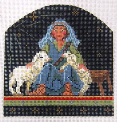 Kelly Clark Needlepoint – Young Shepherd with Lambs
