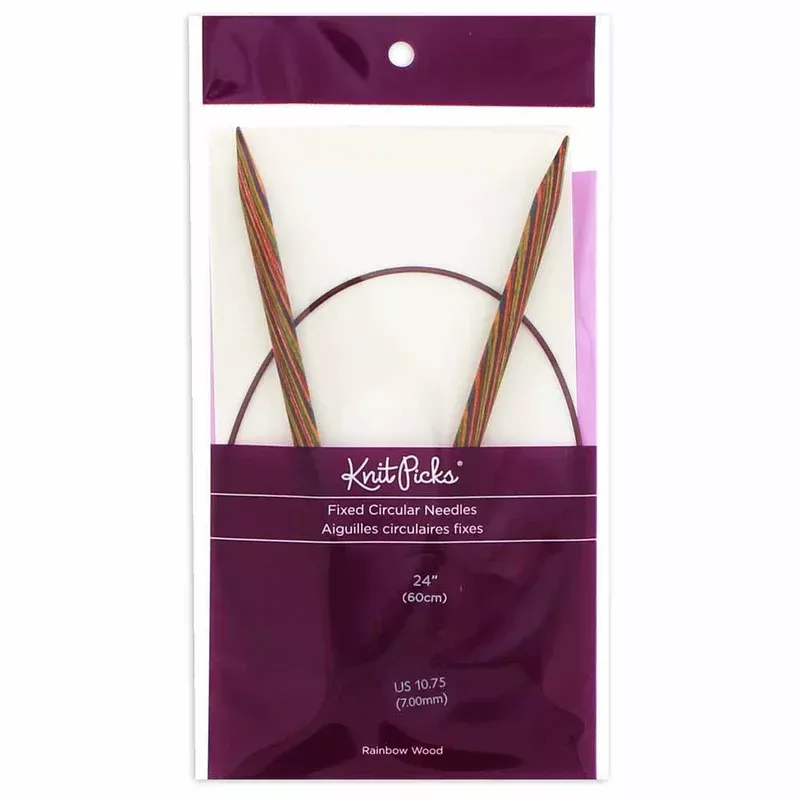 KNIT PICKS Rainbow Wood Circular Knitting Needles – 60cm (24″) – 7mm