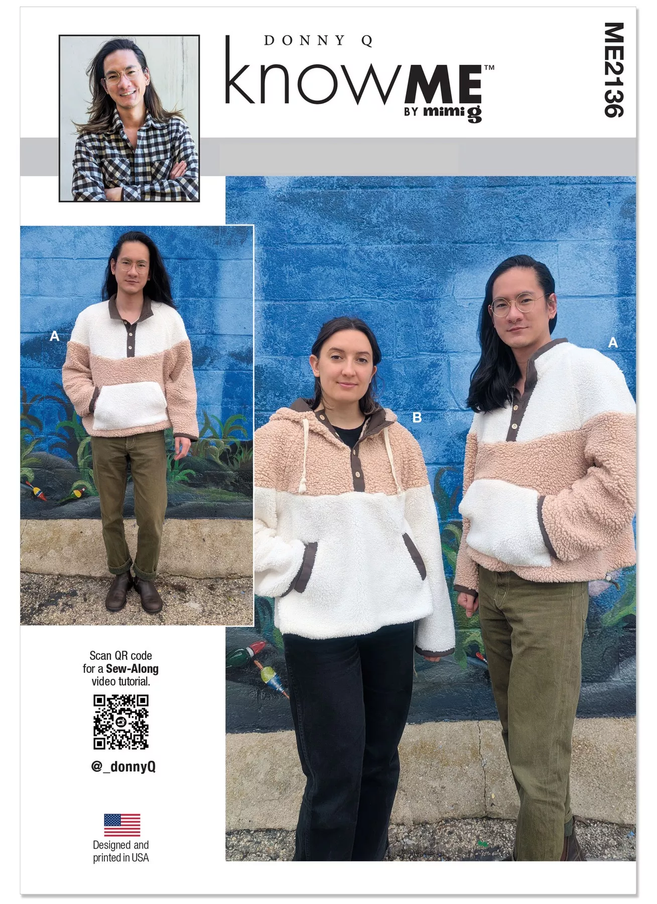 KnowME Sewing Pattern #2136 - Unisex Contrast Pullover Jackets Sewing Pattern by Donny Q