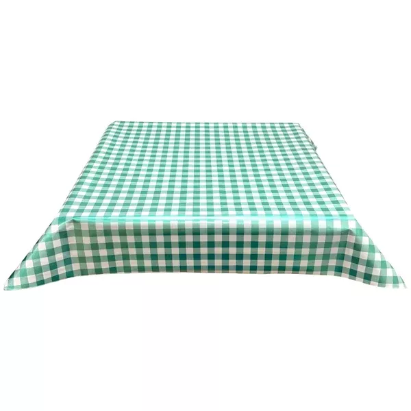 Large Gingham Metallic Mint Green Oilcloth Tablecloths