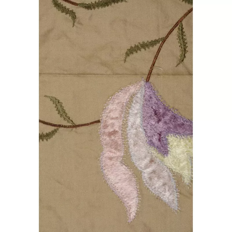 Latte Embroidered Taffeta Silk 502 Fabric