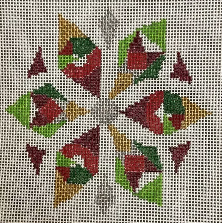 Laura Love Designs – Geometric Snowflake Red/Gold