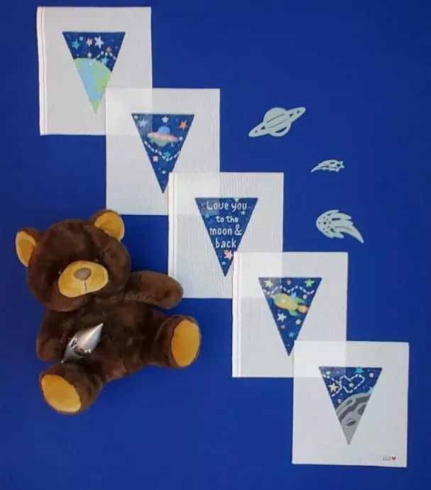 Laura Love Designs – Moon & Back Garland – 5 canvases