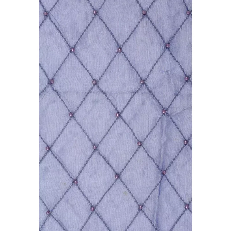 Lavender Blue Embroidered Organza Silk 144 Fabric