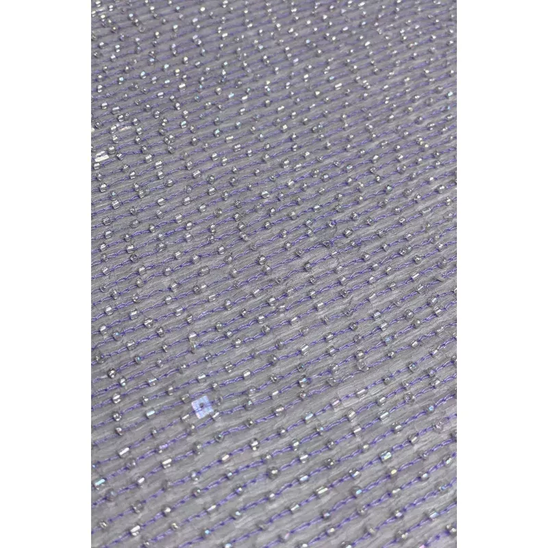 Lavender Sequin & Beads on Silk Chiffon JEC-184-19
