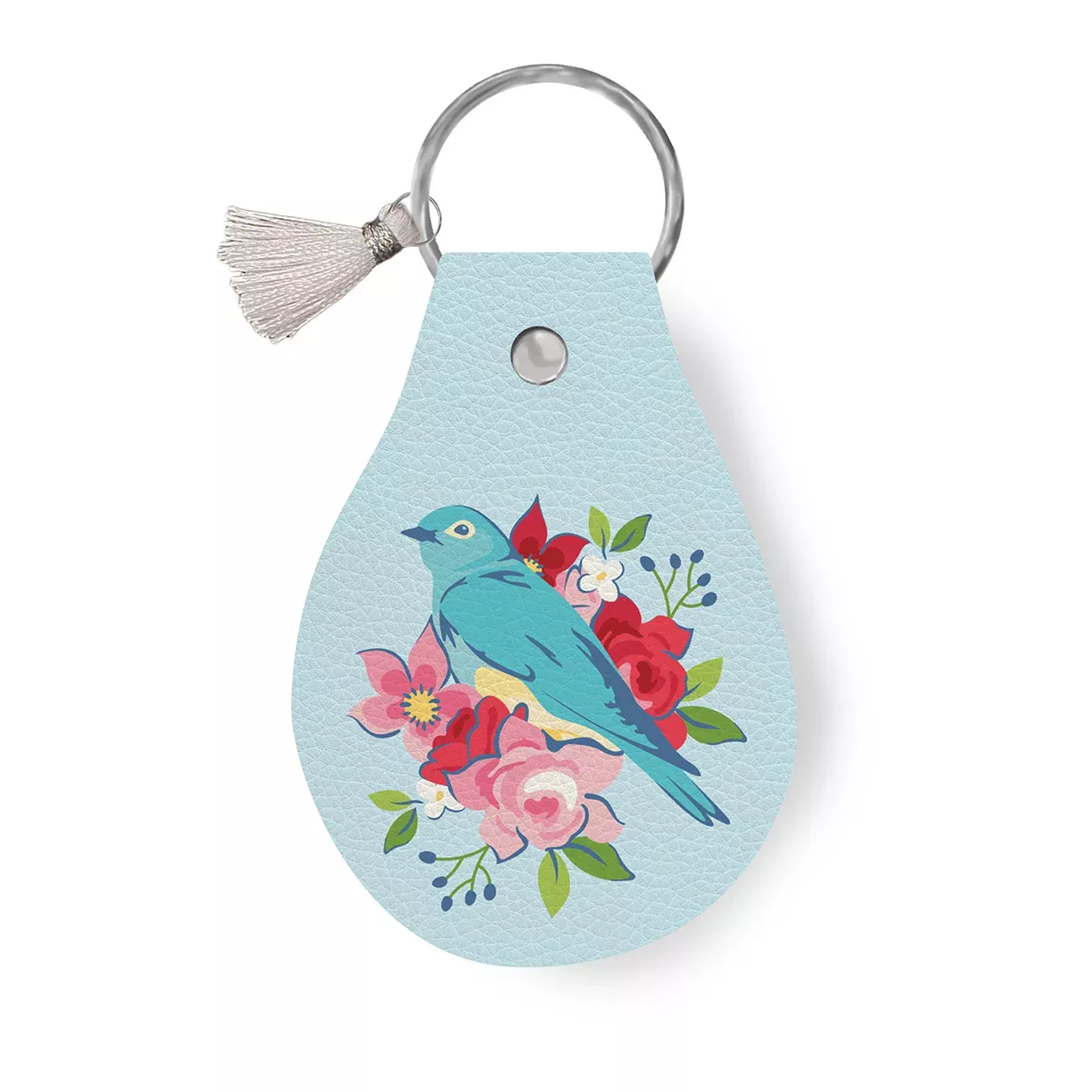 Leather Circle Key Chain Bluebird
