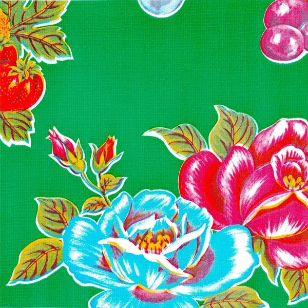 Lemons and Roses Green Oilcloth Tablecloths