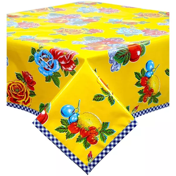 Lemons and Roses Yellow Oilcloth Tablecloths