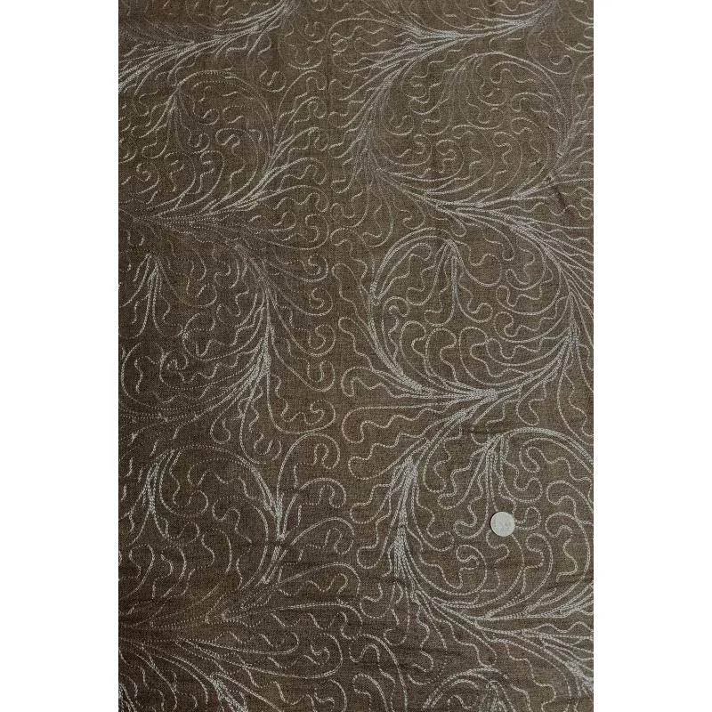 Light Brown Embroidered Silk Linen MEMT-026-12