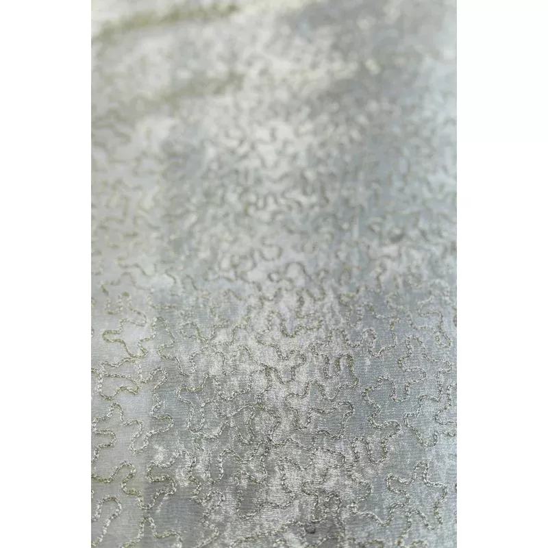 Light Gold Organza with Gold Thread Tissue Metallic Embroidery
