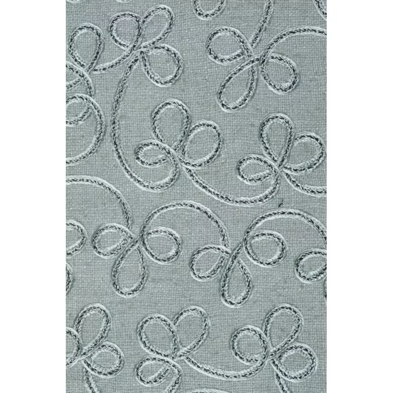 Light Silver Embroidered Raw Silk 301 Fabric