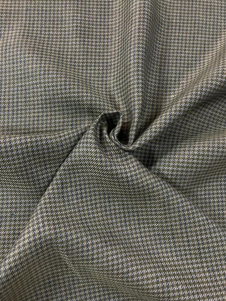 Linen - Houndstooth Plaid - Green / Blue