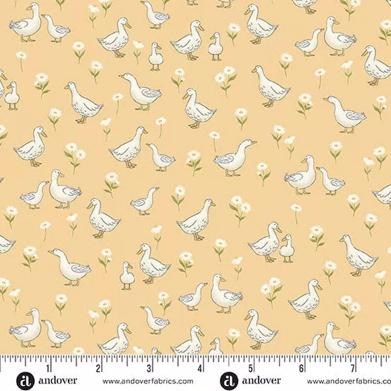 Little Ones Yellow Ducks Yardage by Makower UK for Andover Fabrics