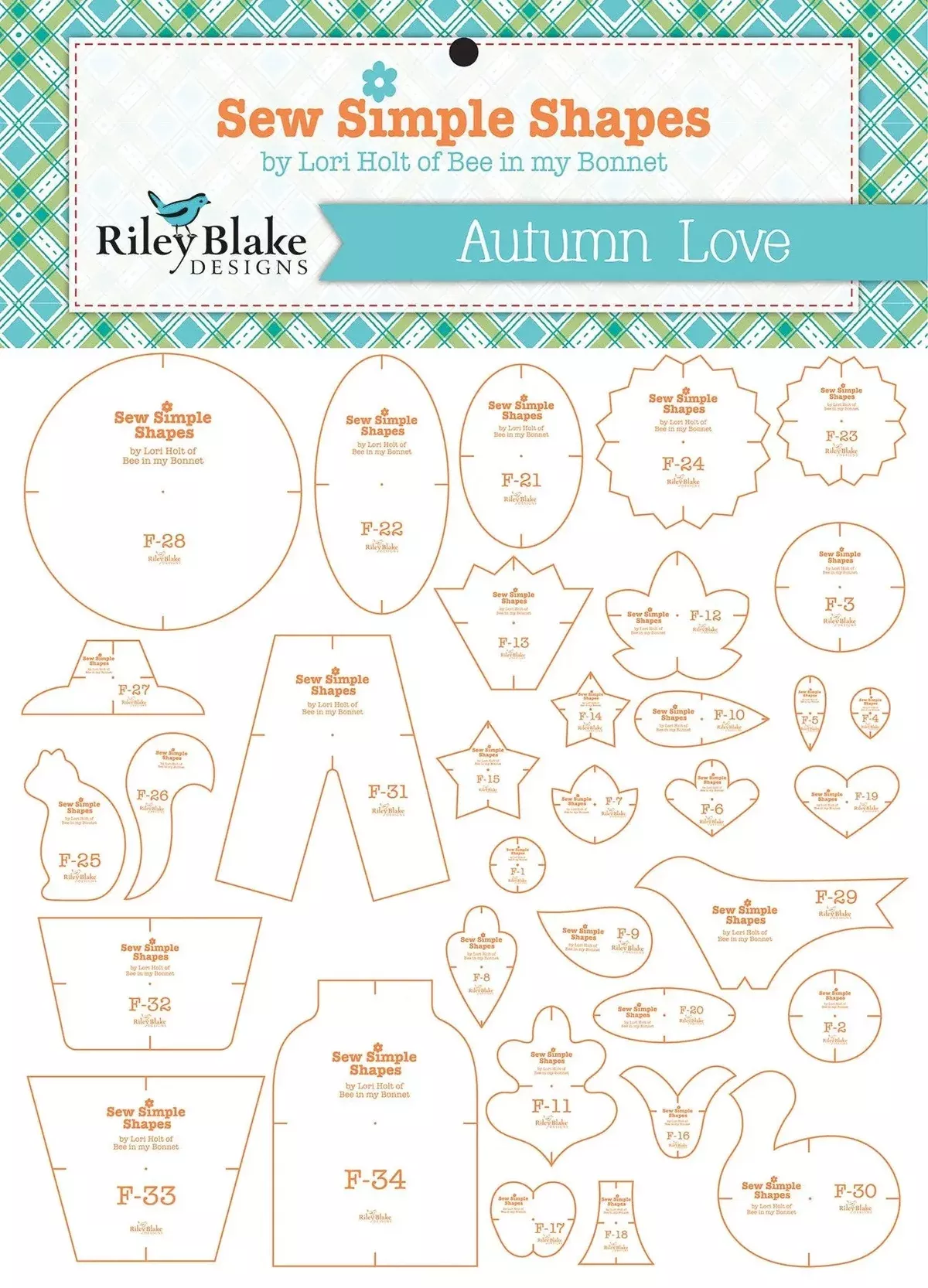 Lori Holt Autumn Love Quilt Template Set