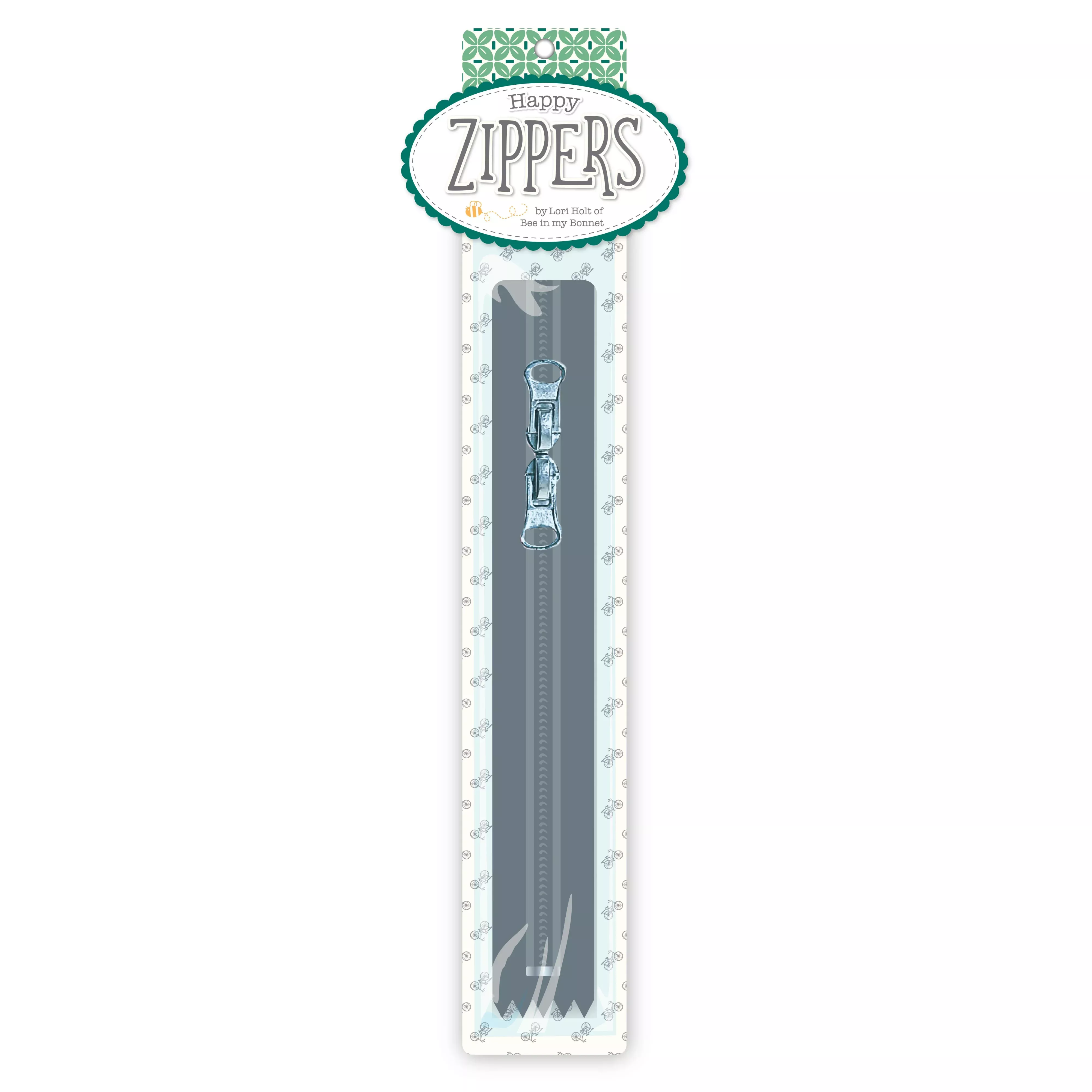 Lori Holt Happy Zippers 16in Gray