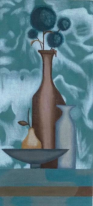 Love You More Needlepoint Designs – Blue floral Yellow Pear