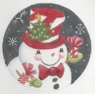 Love You More Needlepoint Designs – Candy Cane Snowman with Tree Hat
