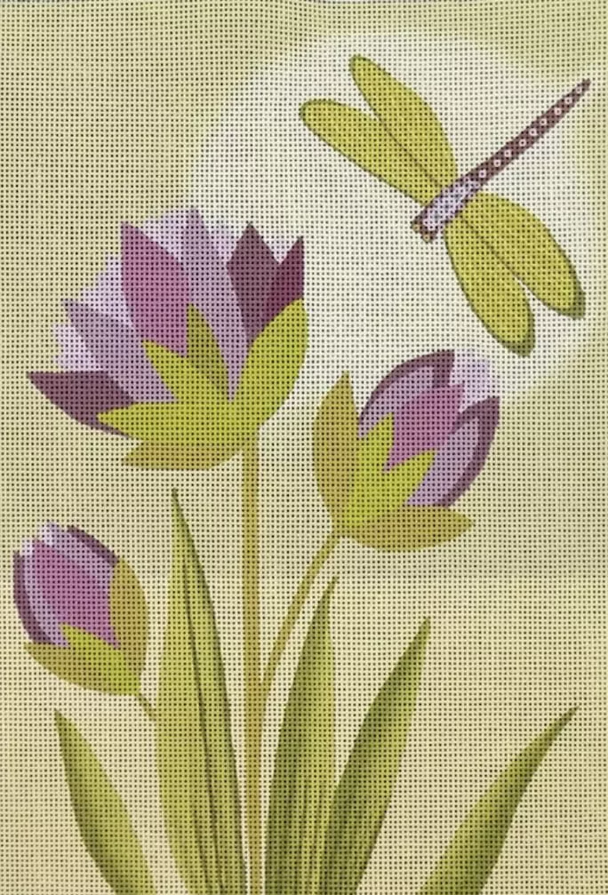 Love You More Needlepoint Designs –Dragonfly and Flowers