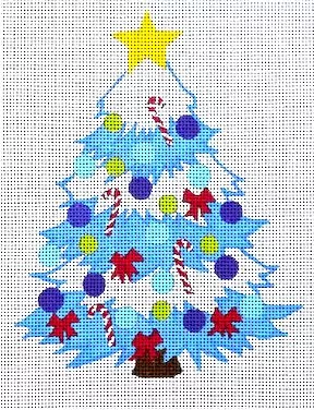 Love You More Needlepoint Designs – Funky Christmas Tree in Blue