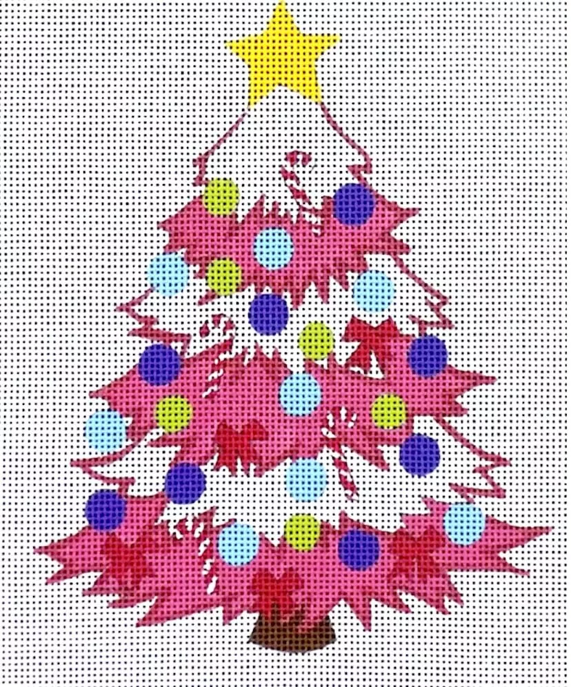 Love You More Needlepoint Designs – Funky Christmas Tree in Pink