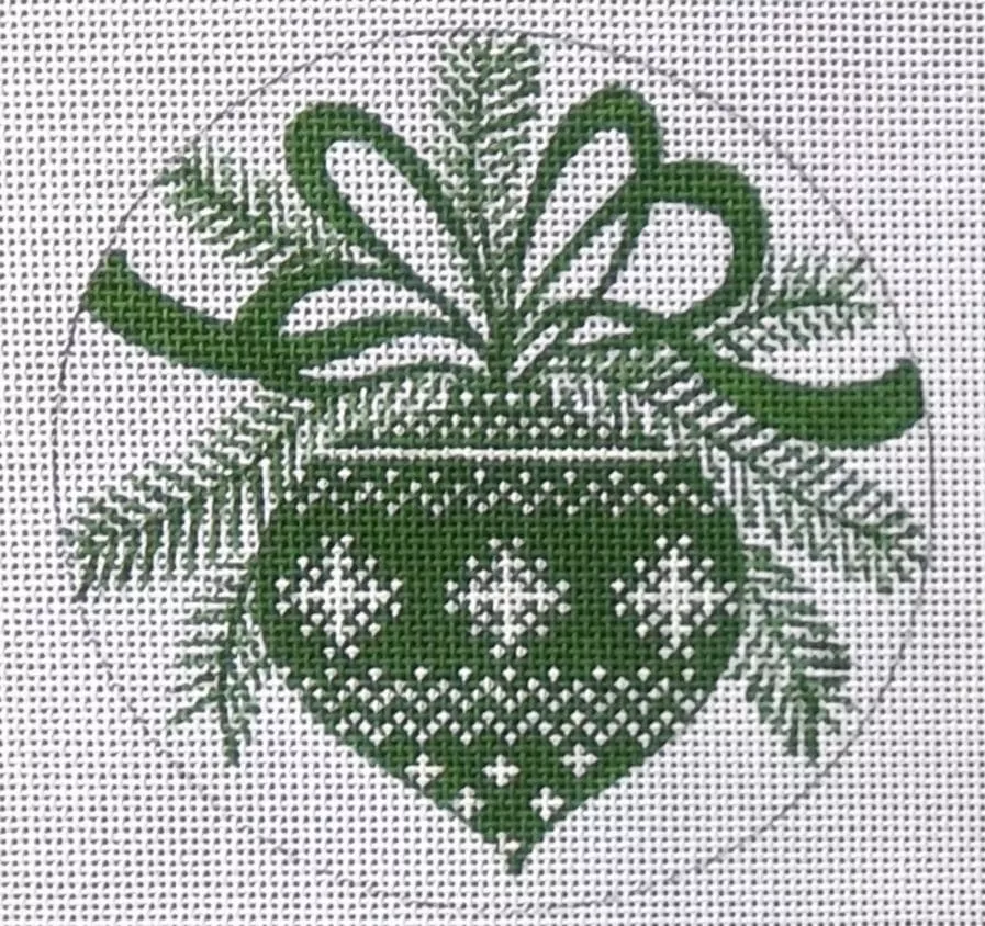 Love You More Needlepoint Designs – Green Ornament