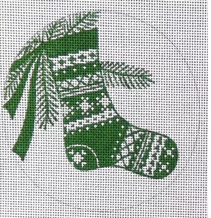 Love You More Needlepoint Designs – Green Stocking Ornament