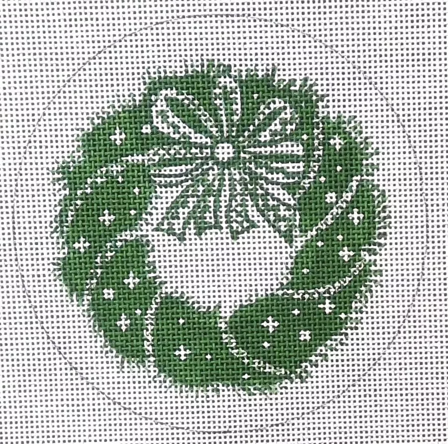 Love You More Needlepoint Designs – Green Wreath Ornament