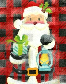 Love You More Needlepoint Designs –Plaid Santa