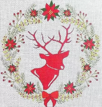 Love You More Needlepoint Designs –Profile Deer in Wreath