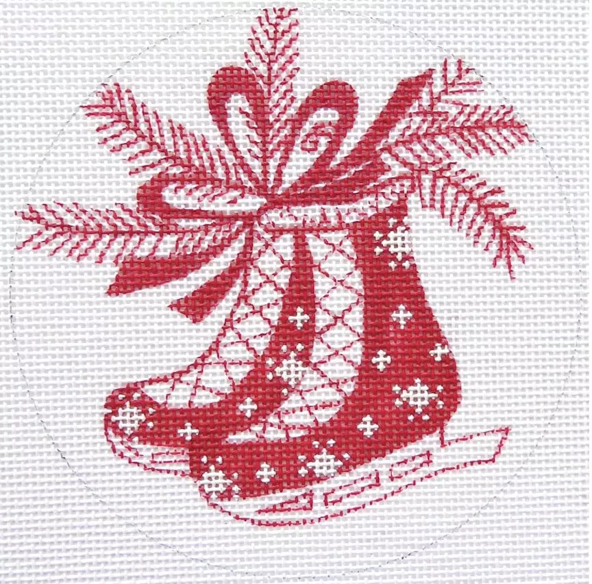 Love You More Needlepoint Designs – Red Skates Ornament