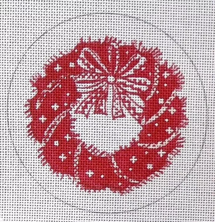 Love You More Needlepoint Designs – Red Wreath Ornament