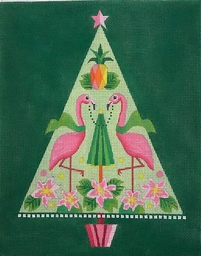 Love You More Needlepoint – Flamingo Christmas Tree