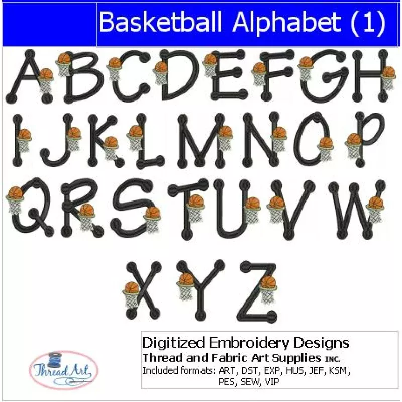 Machine Embroidery Designs – Basketball Alphabet 1