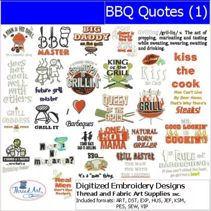 Machine Embroidery Designs – BBQ Quotes(1)