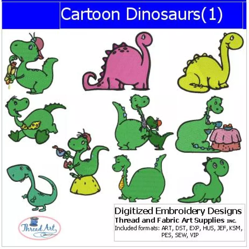 Machine Embroidery Designs – Cartoon Dinosaurs(1)