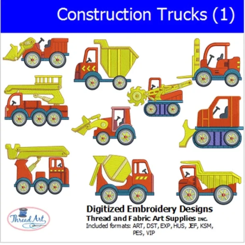 Machine Embroidery Designs – Construction Trucks(1)