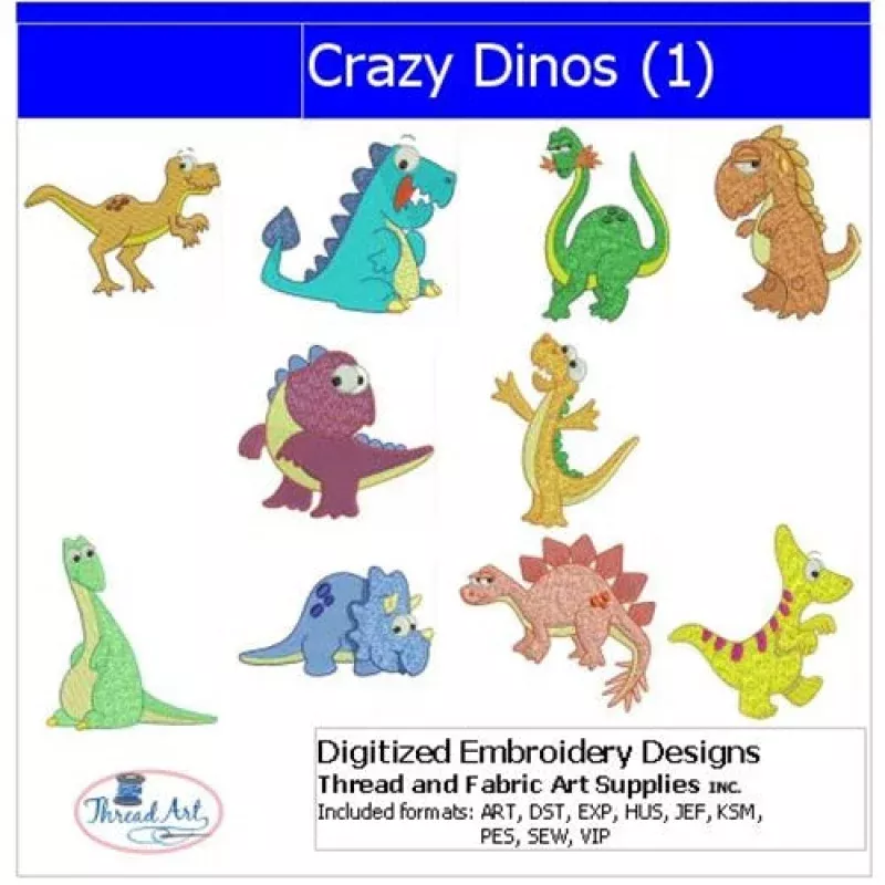 Machine Embroidery Designs – Crazy Dinos(1)