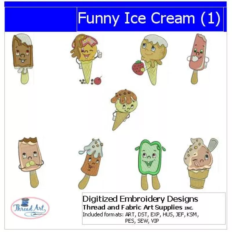 Machine Embroidery Designs – Funny Ice Cream(1)