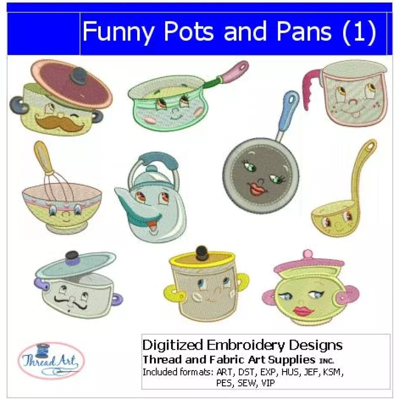 Machine Embroidery Designs – Funny Pots and Pans(1)
